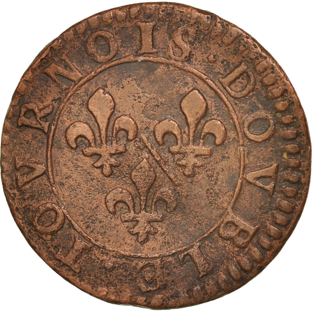 France, Château-Regnault, Double Tournois, Undated, EF(40-45), Copper, CGKL:648