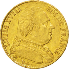 Moneta, Francia, Louis XVIII, Louis XVIII, 20 Francs, 1815, Perpignan, SPL-