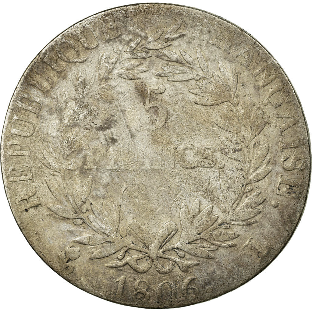 Coin, France, Napoléon I, 5 Francs, 1806, Bayonne, VG(8-10), Silver