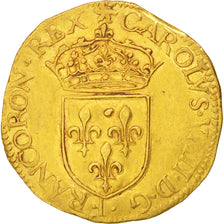 Coin, France, Ecu d'or, 1567, Rouen, AU(50-53), Gold, Sombart:4904