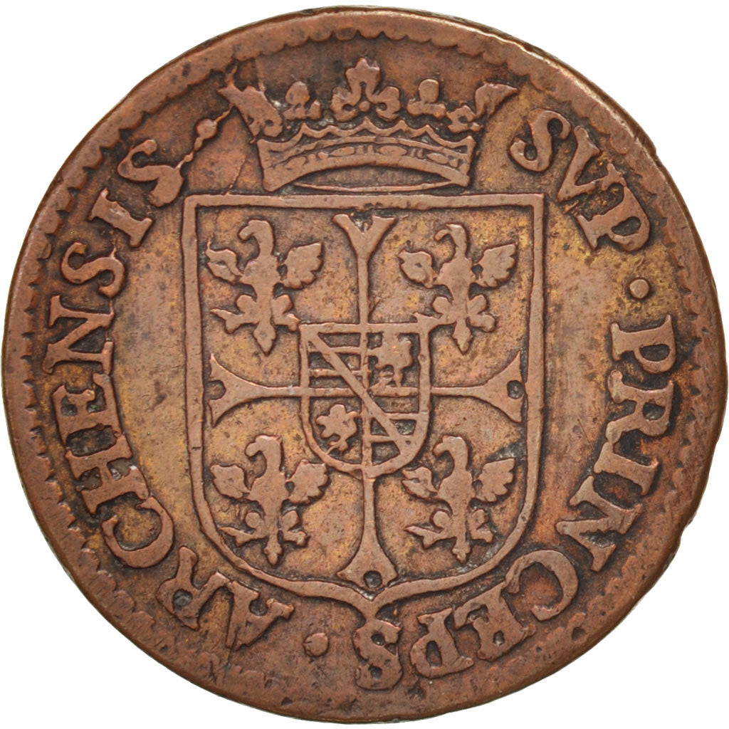 Moneta, STATI FRANCESI, NEVERS & RETHEL, 2 Liard, 1610, Charleville, BB+, Rame