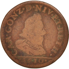 Moneta, STATI FRANCESI, NEVERS & RETHEL, 2 Liard, 1610, Charleville, B+, Rame