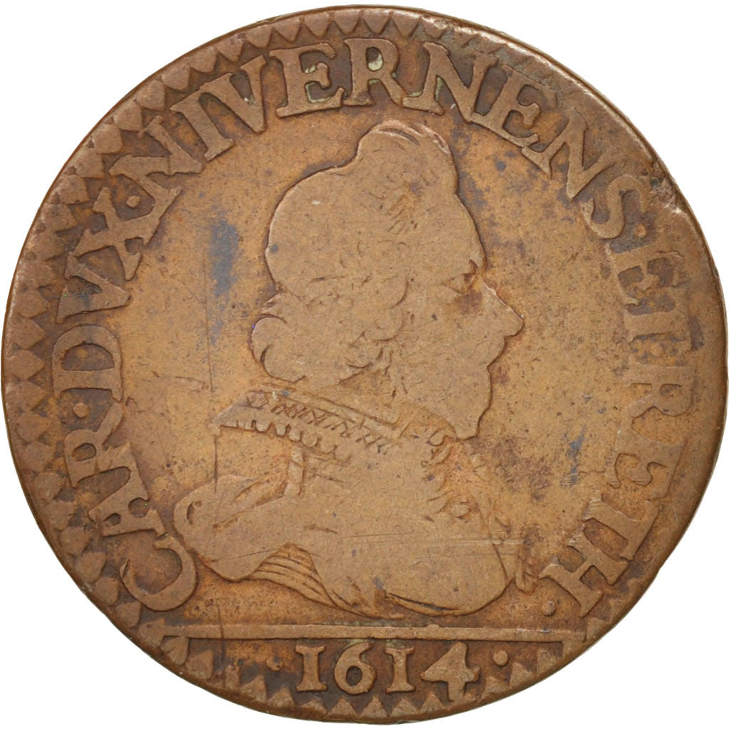 Moneta, STATI FRANCESI, NEVERS & RETHEL, Charles of Gonzaga, 2 Liard, 1614