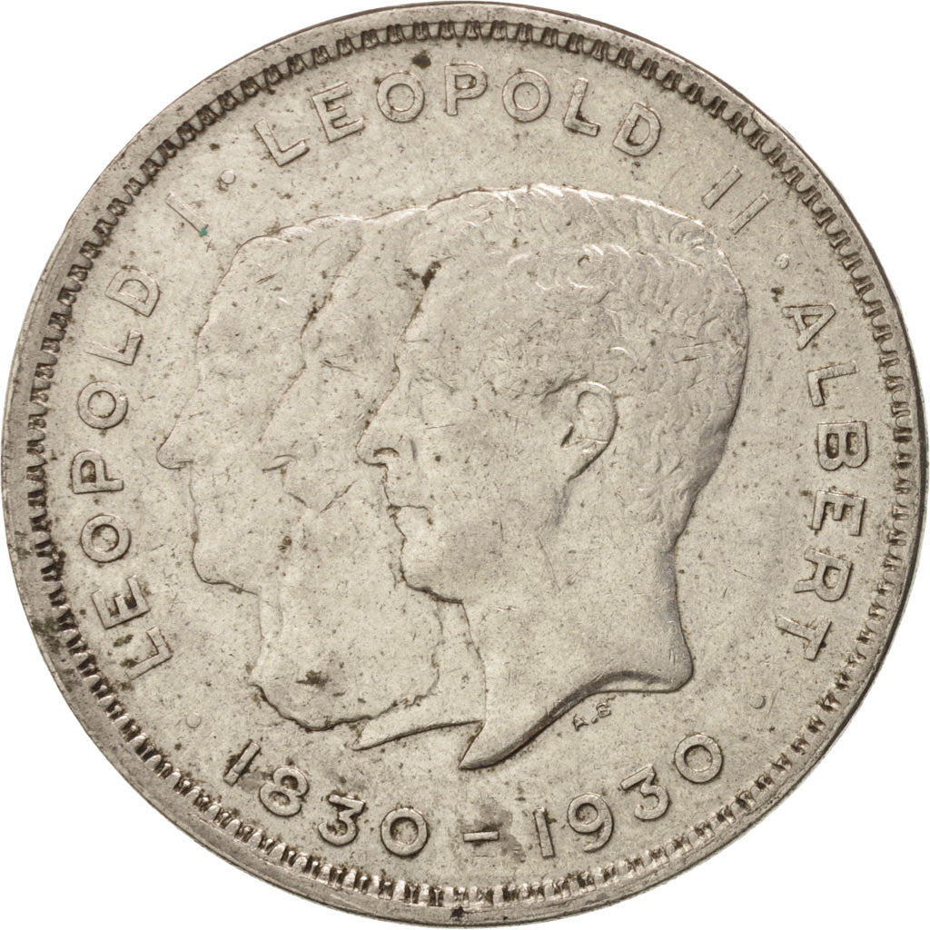 Coin, Belgium, 10 Francs-10 Frank, Deux / Twee Belgas, 1930, AU(50-53), Nickel