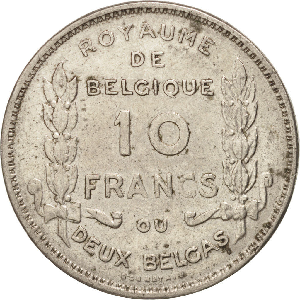 Coin, Belgium, 10 Francs-10 Frank, Deux / Twee Belgas, 1930, AU(50-53), Nickel
