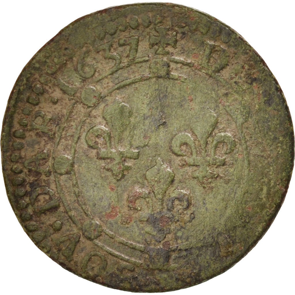 Monnaie, FRENCH STATES, NEVERS & RETHEL, Double Tournois, 1637, Charleville