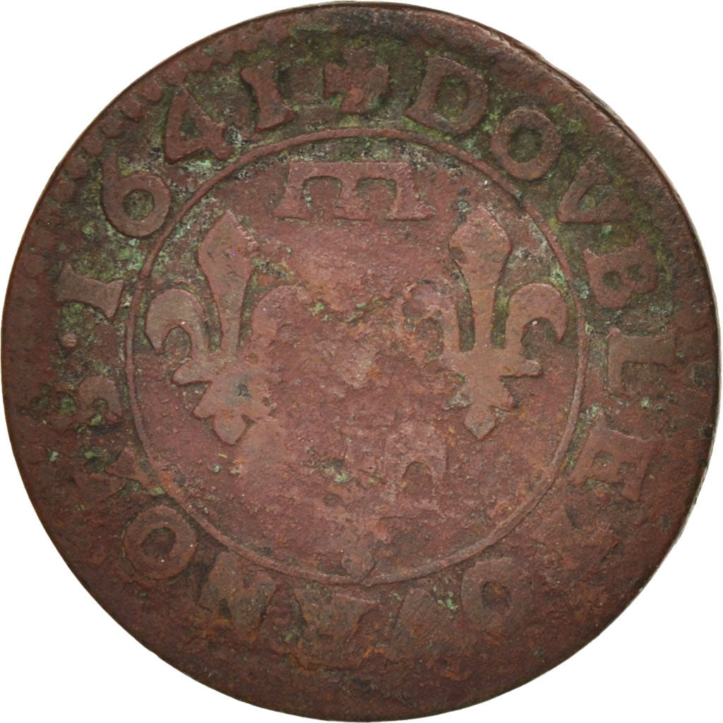 Moneta, STATI FRANCESI, DOMBES, Double Tournois, 1641, Trévoux, MB, Rame