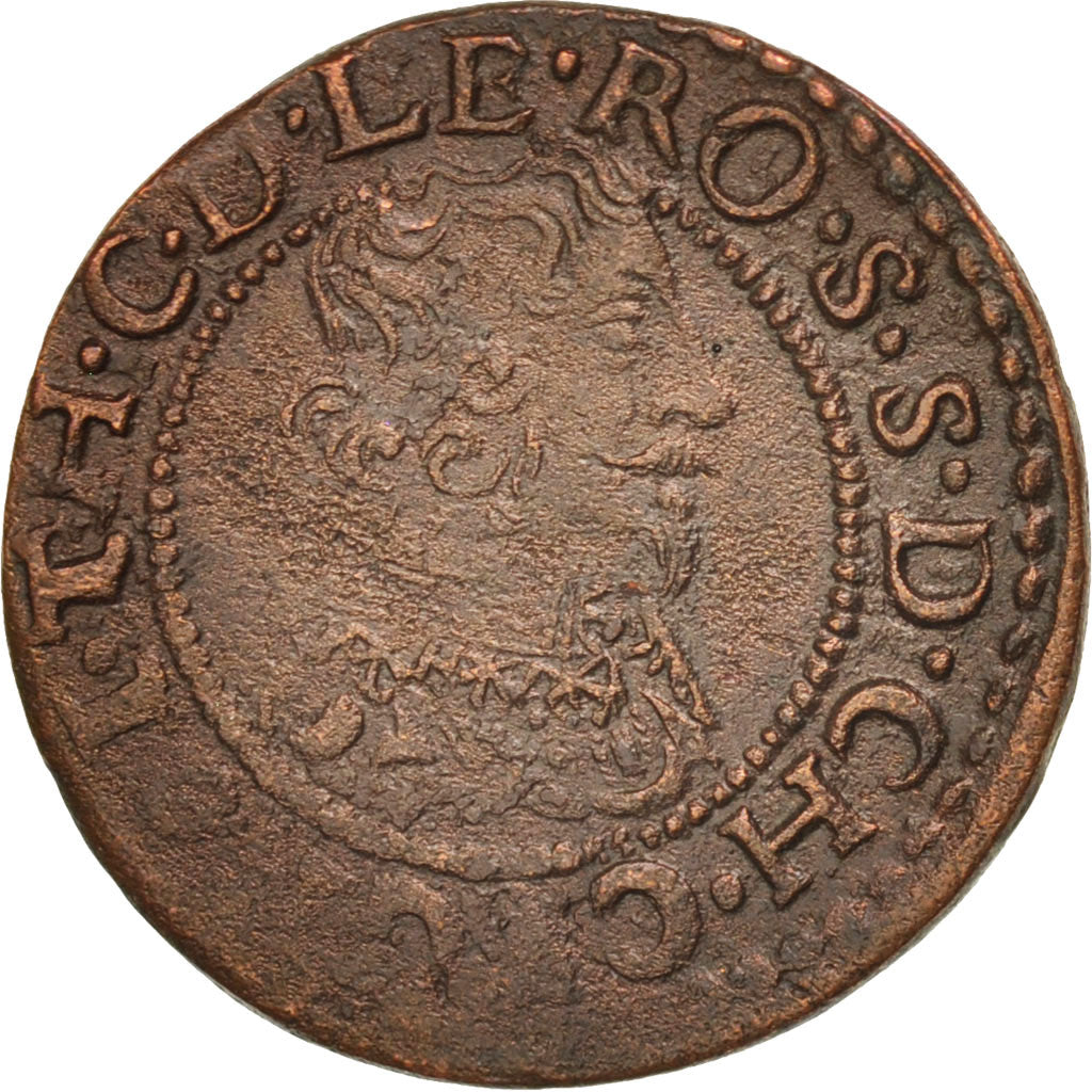 FRENCH STATES, Cugnon, Double Tournois, 1634, VF(30-35), Copper, CGKL:676