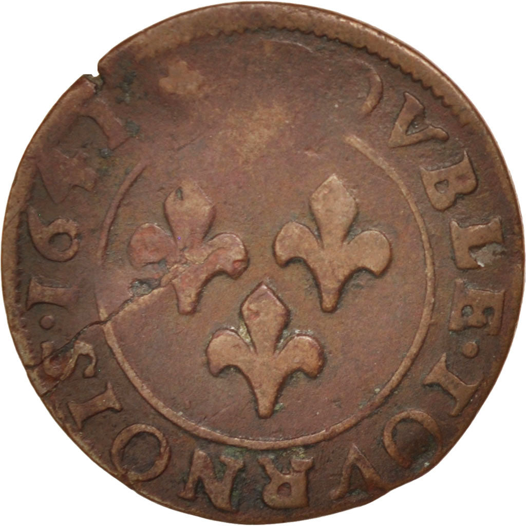 Munten, FRANSE STATEN, ORANGE, Frederick Henry, Double Tournois, 1641, Orange