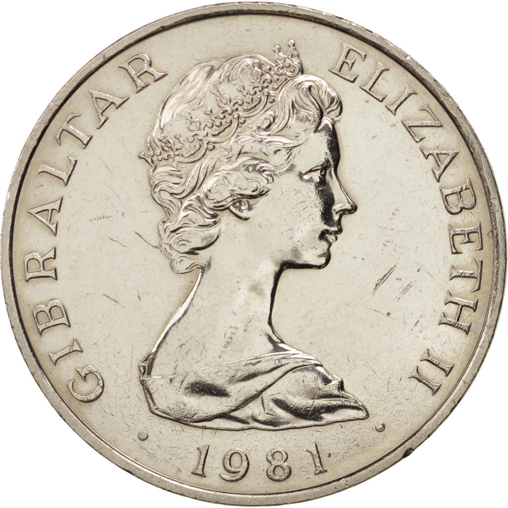 Gibraltar, Elizabeth II, Crown, 1981, MS(60-62), Copper-nickel, KM:14