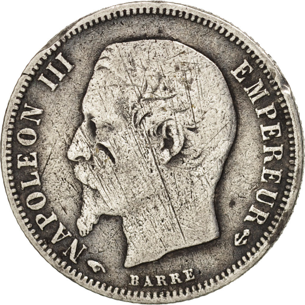 France, Napoleon III, 50 Centimes, 1860, Paris, VF(20-25), Silver, KM:794.1