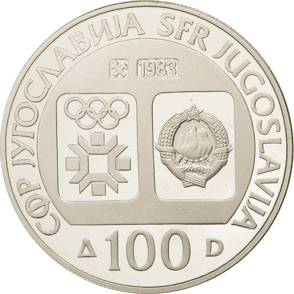 Yugoslavia, 100 Dinara, 1983, MS(65-70), Silver, KM:98