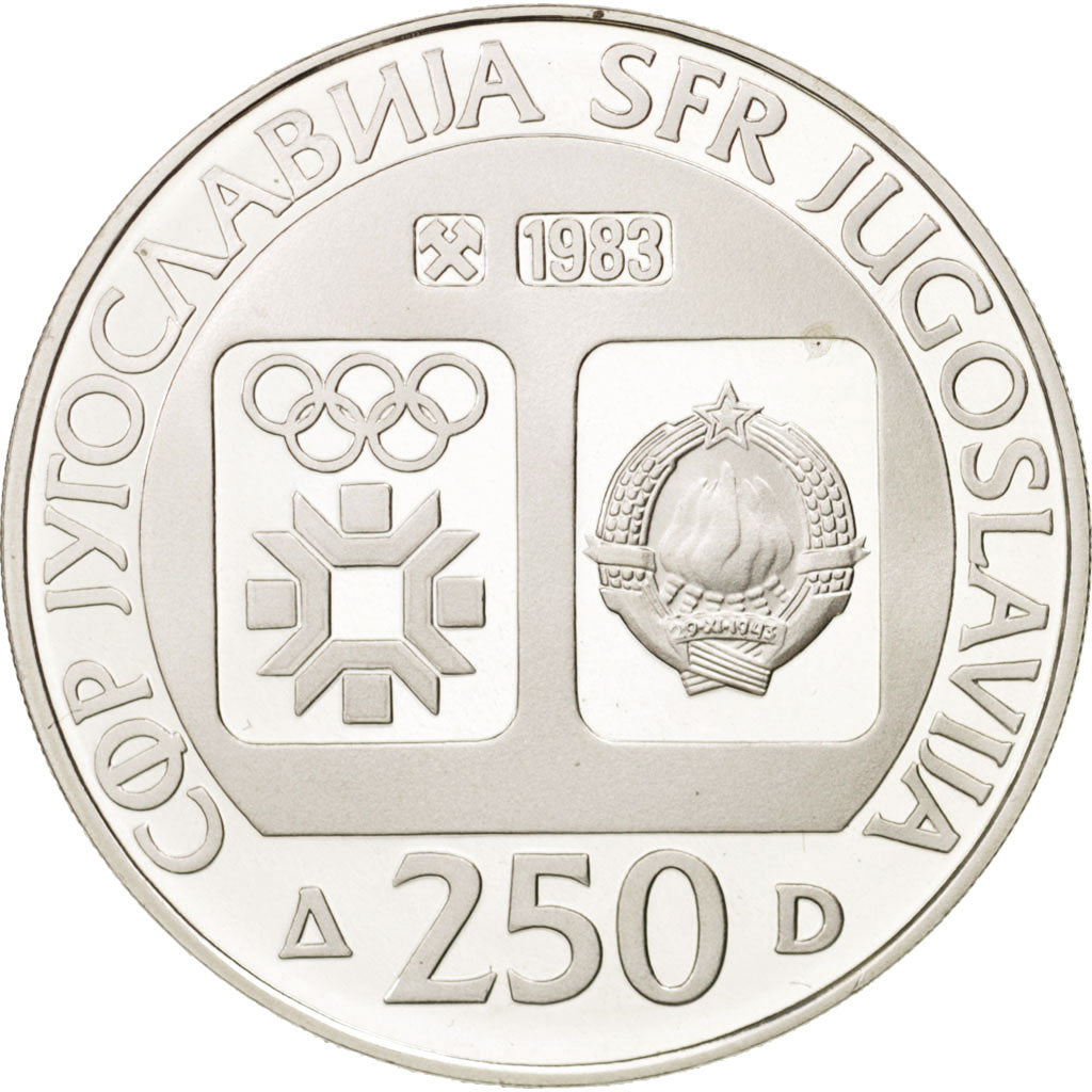 Yugoslavia, 250 Dinara, 1983, MS(65-70), Silver, KM:100