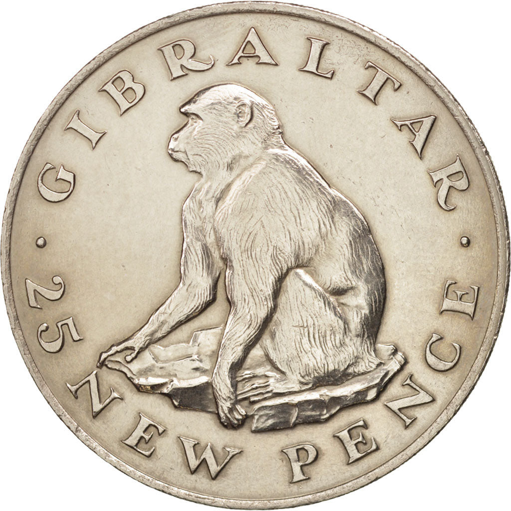 Gibraltar, Elizabeth II, 25 New Pence, 1971, MS(63), Copper-nickel, KM:5