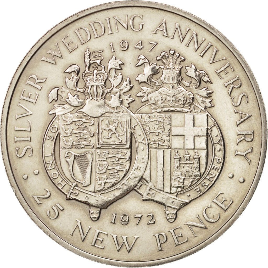 Gibraltar, Elizabeth II, 25 New Pence, 1972, MS(63), Copper-nickel, KM:6