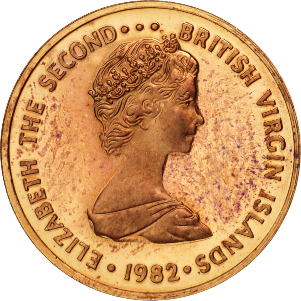 BRITISH VIRGIN ISLANDS, Elizabeth II, Cent, 1982, Franklin Mint, MS(65-70), KM:1