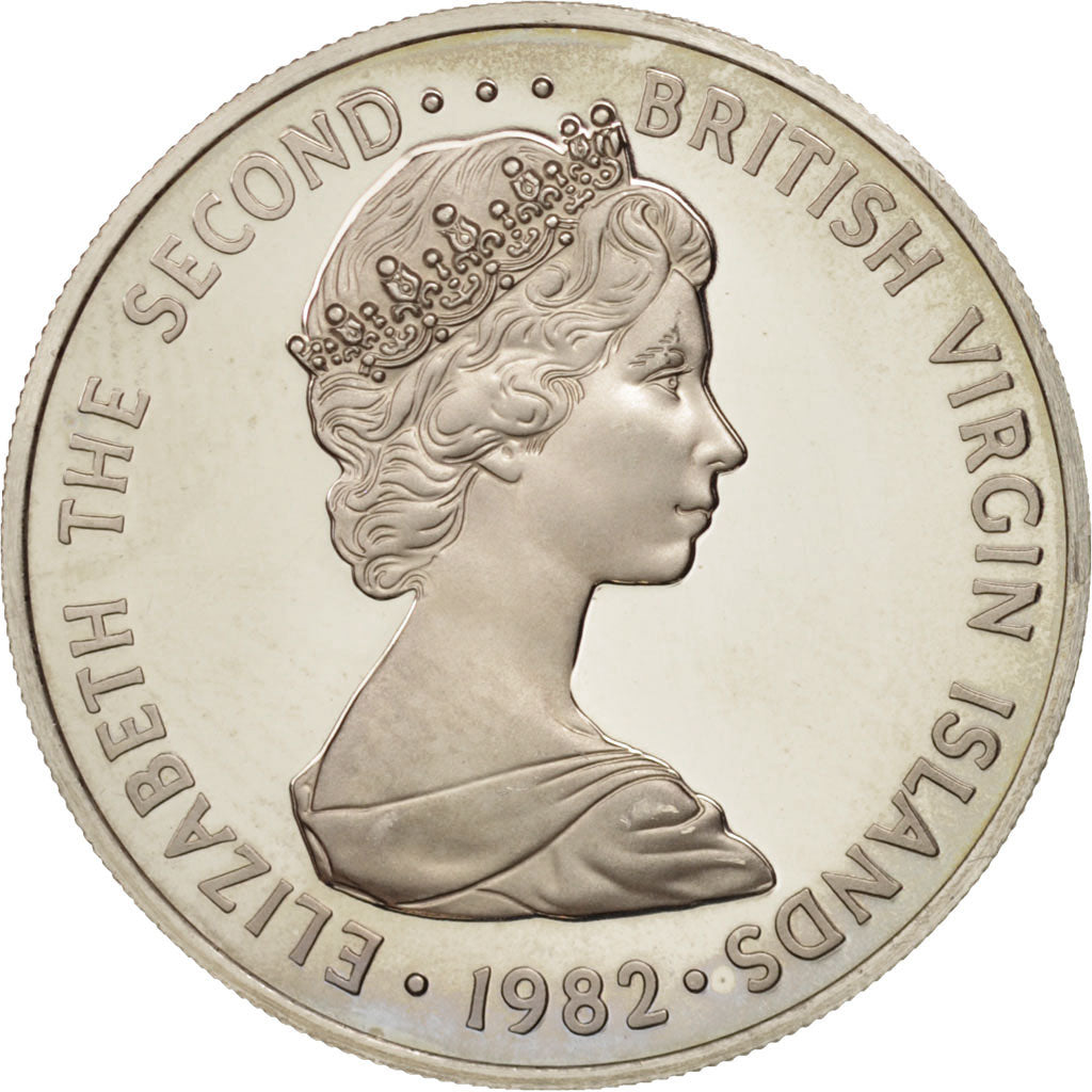 BRITISH VIRGIN ISLANDS, Elizabeth II, 25 Cents, 1982, Franklin Mint, MS(65-70)