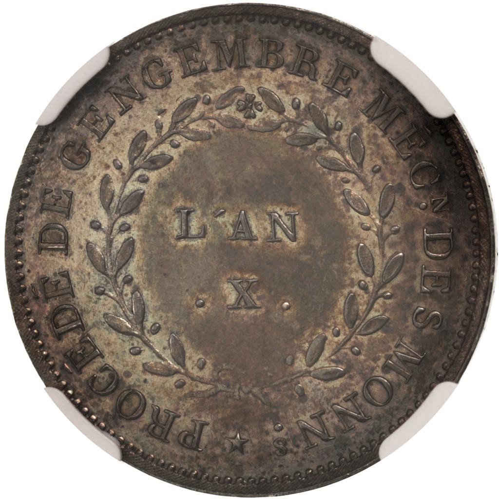 France, Consulat, Epreuve en argent du module de 2 Francs par Gengembre, MS(63)