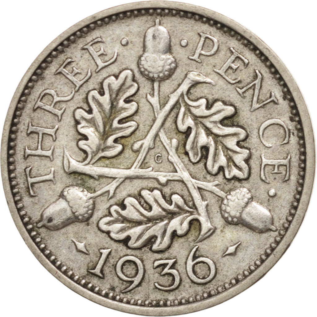 Great Britain, George V, 3 Pence, 1936, AU(50-53), Silver, KM:831