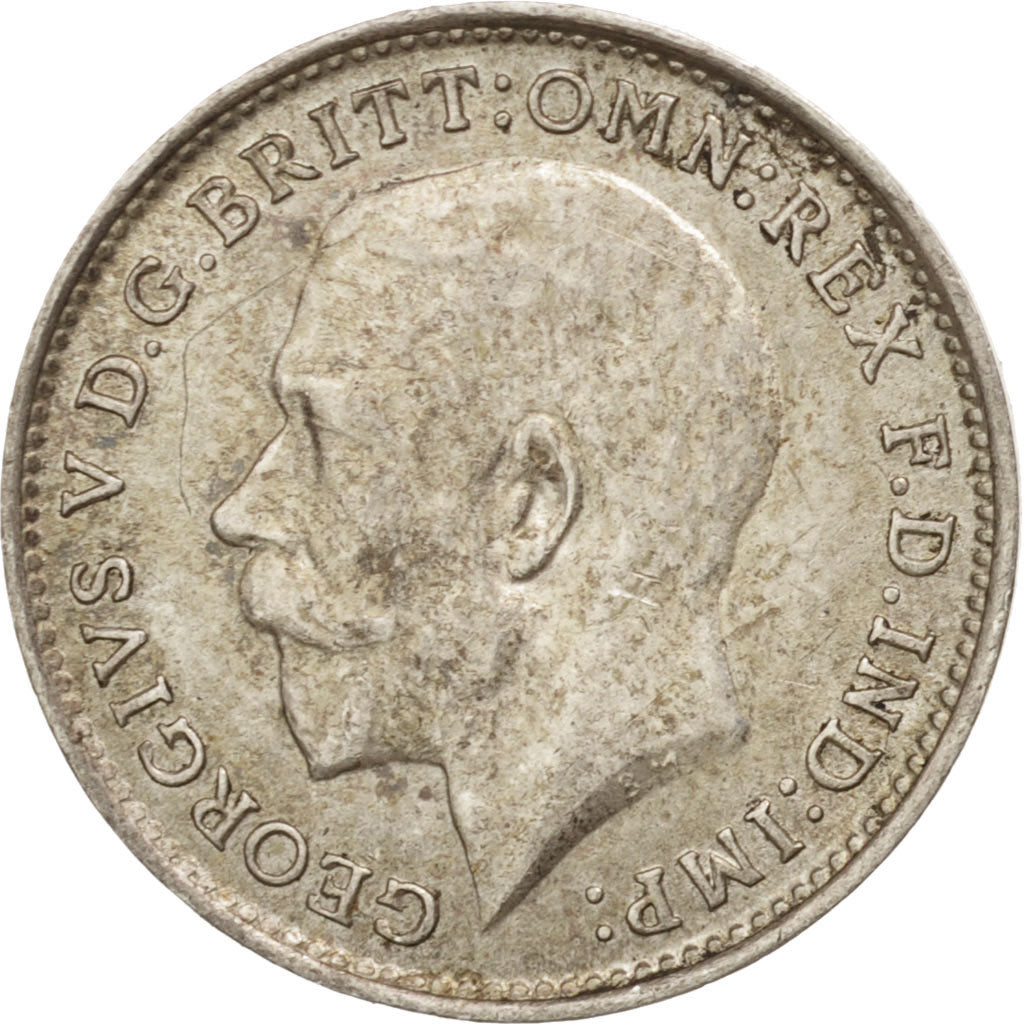 Great Britain, George V, 3 Pence, 1915, AU(55-58), Silver, KM:813