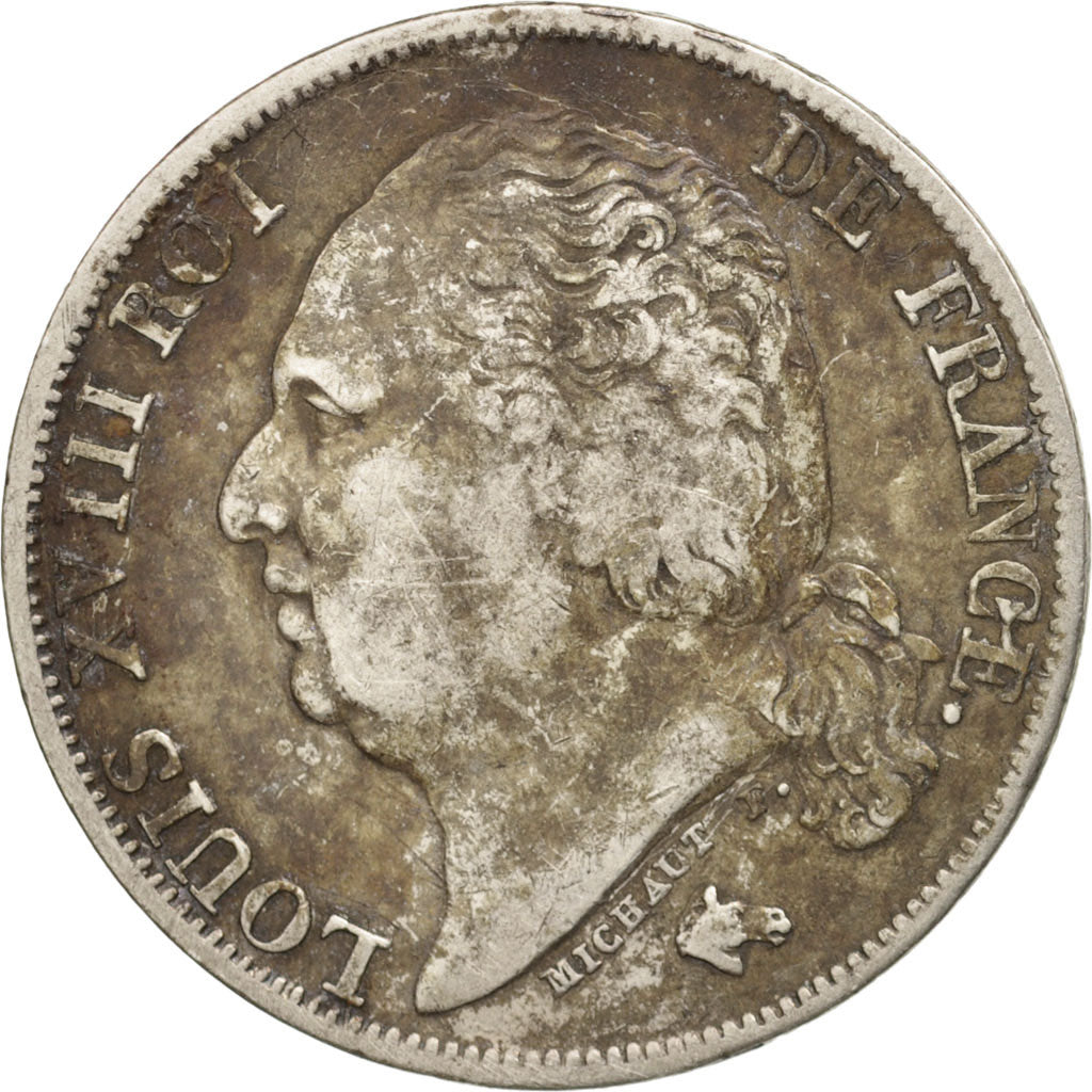 France, Louis XVIII, Franc, 1823, Paris, TTB, Argent, KM:709.1, Gadoury:449