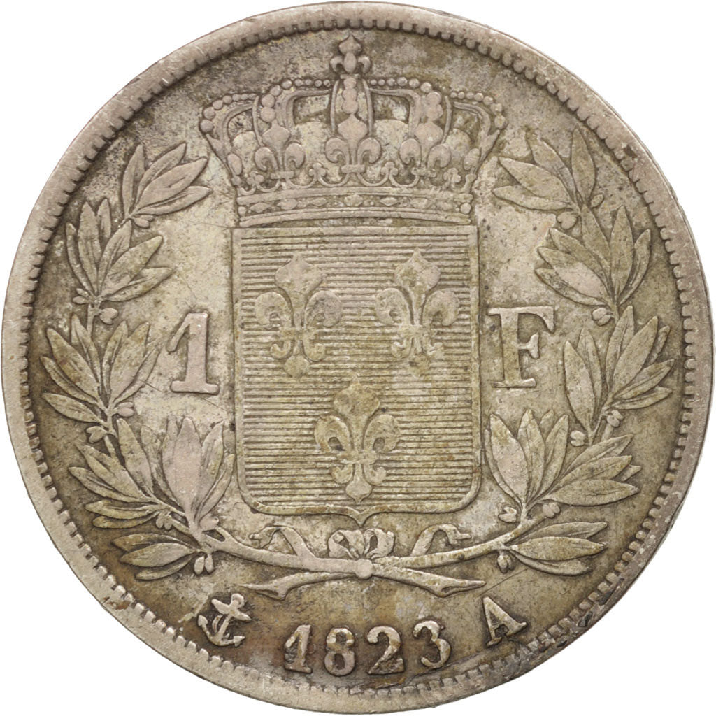 France, Louis XVIII, Franc, 1823, Paris, TTB, Argent, KM:709.1, Gadoury:449