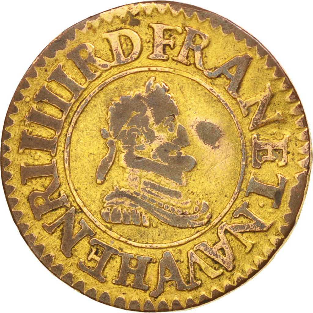 Coin, France, Henri IV, Denier Tournois, 1605, Paris, EF(40-45), Copper, KM:15