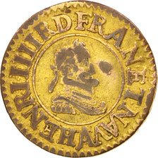 Coin, France, Henri IV, Denier Tournois, 1605, Paris, EF(40-45), Copper, KM:15