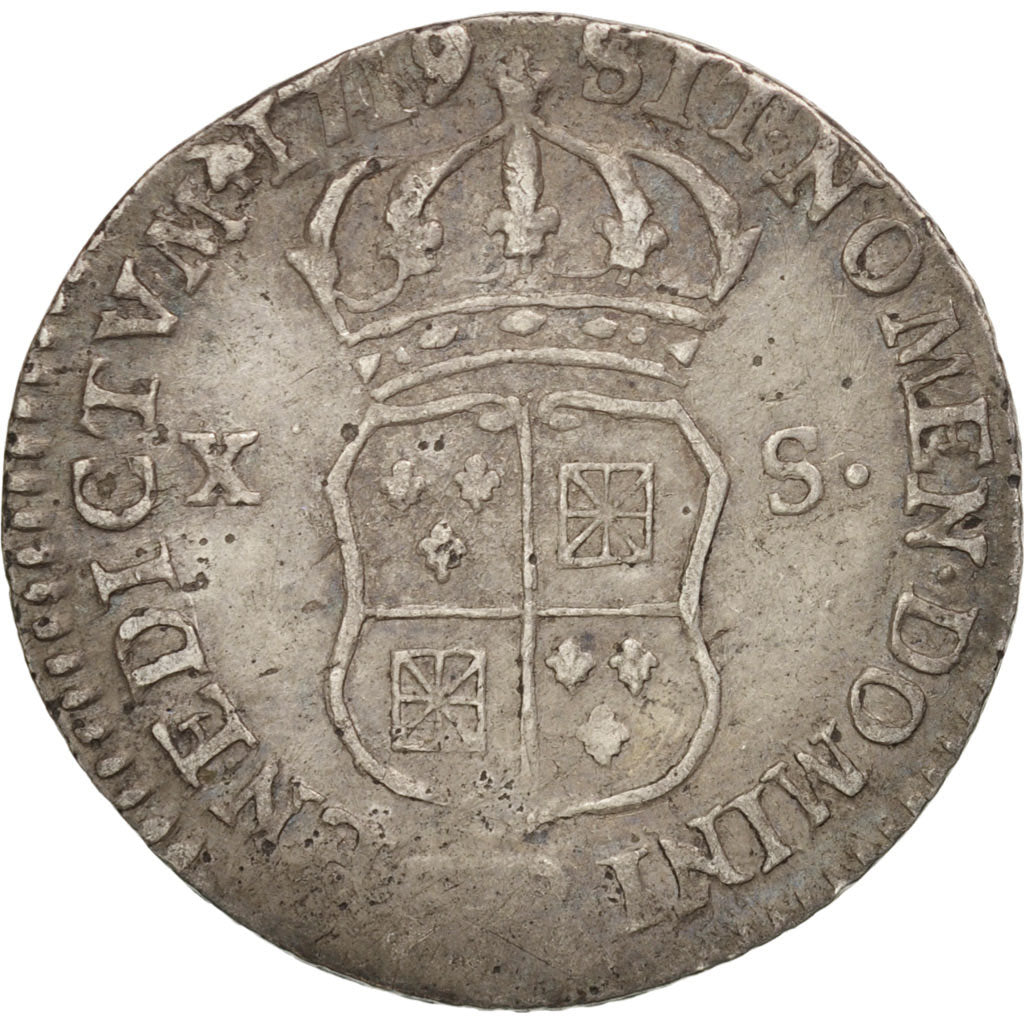 Monnaie, France, Louis XV, 1/12 Écu ou X-S de France-Navarre, 10 Sols-1/8 Ecu