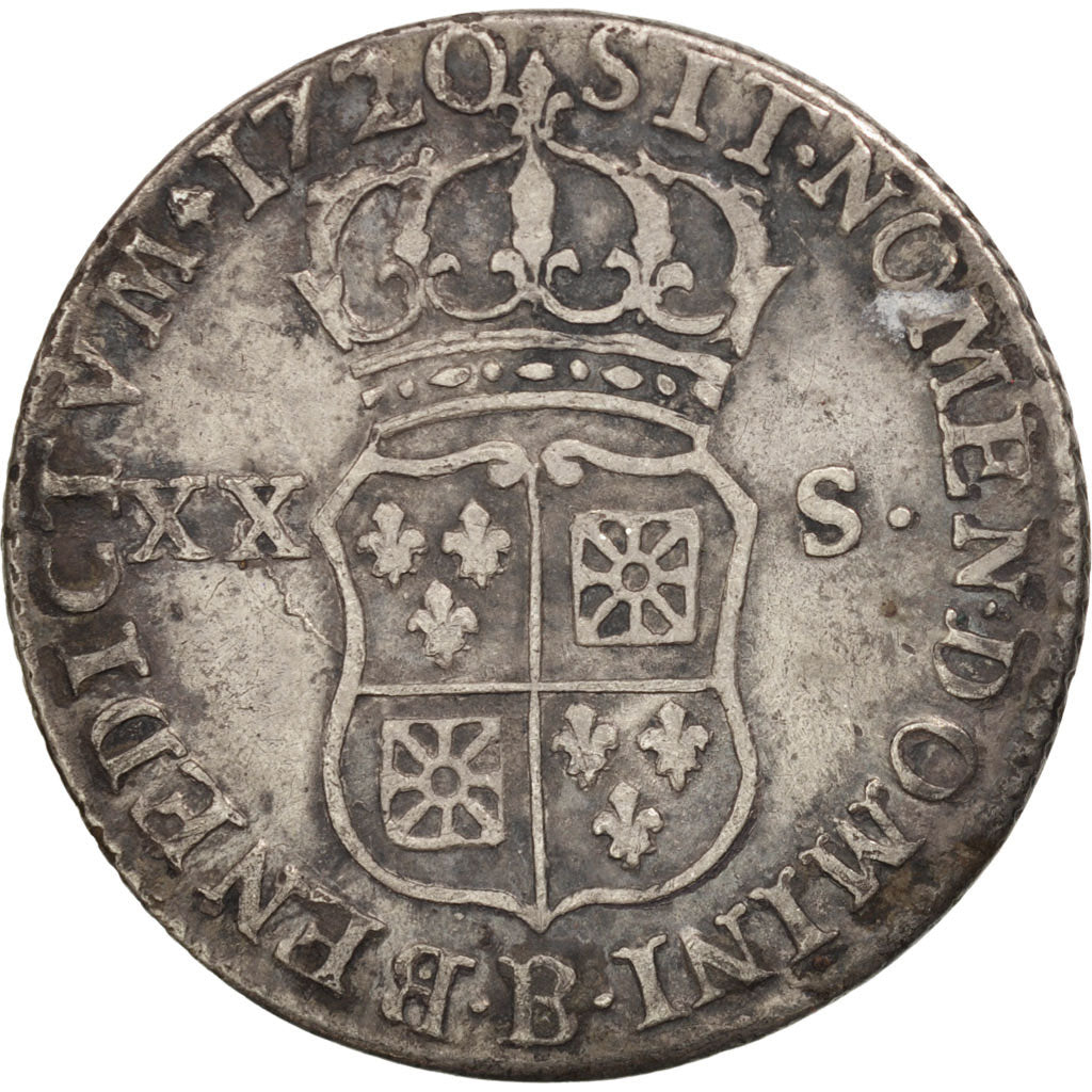 Coin, France, Louis XV, 1/6 Écu (XX – S) de France-Navarre, 20 Sols, 1/6 ECU