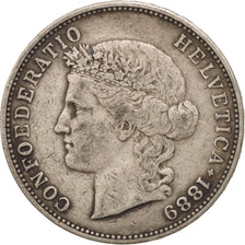 Coin, Switzerland, 5 Francs, 1889, Bern, EF(40-45), Silver, KM:34