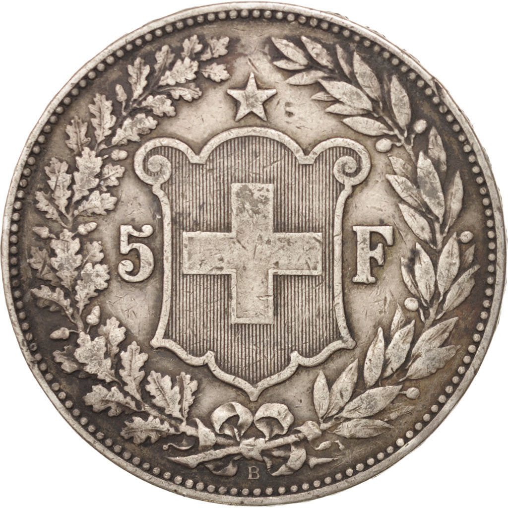 Coin, Switzerland, 5 Francs, 1889, Bern, EF(40-45), Silver, KM:34