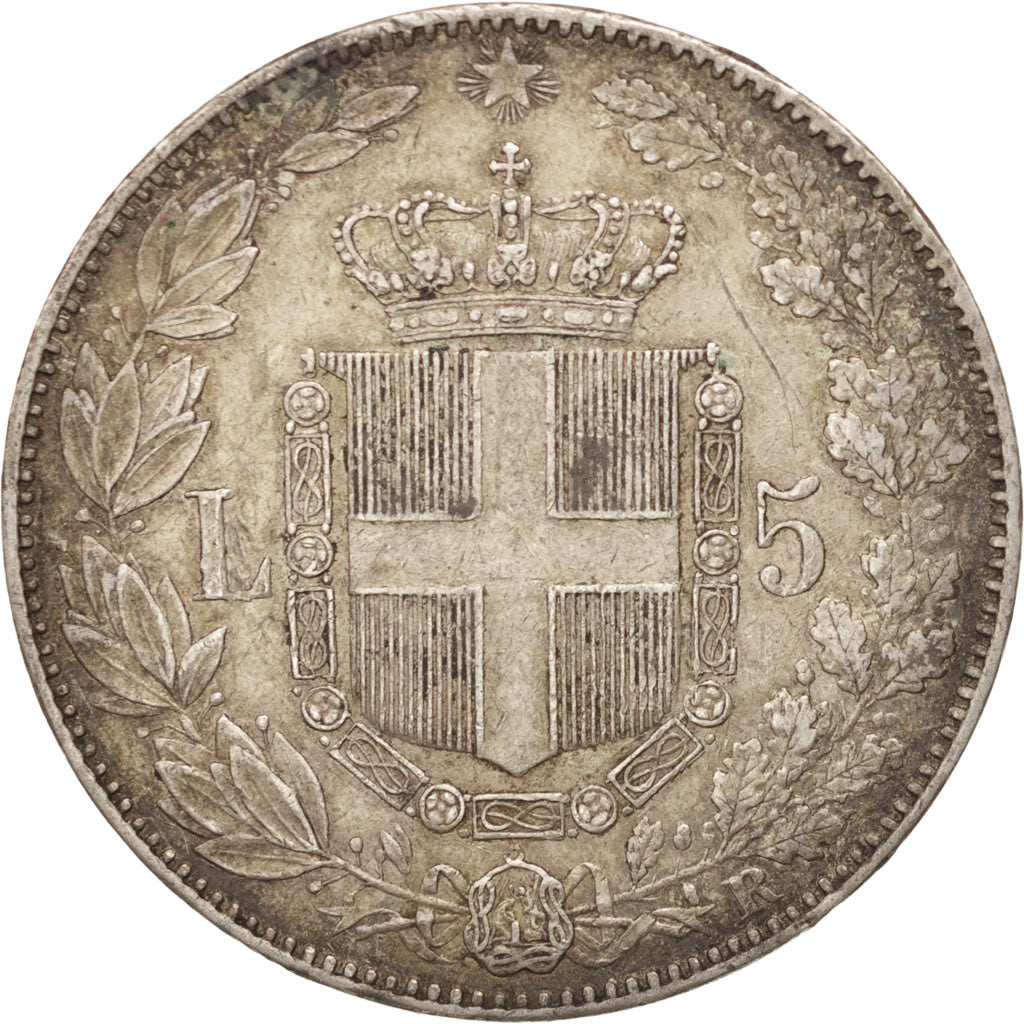 Coin, Italy, Umberto I, 5 Lire, 1879, Rome, EF(40-45), Silver, KM:20