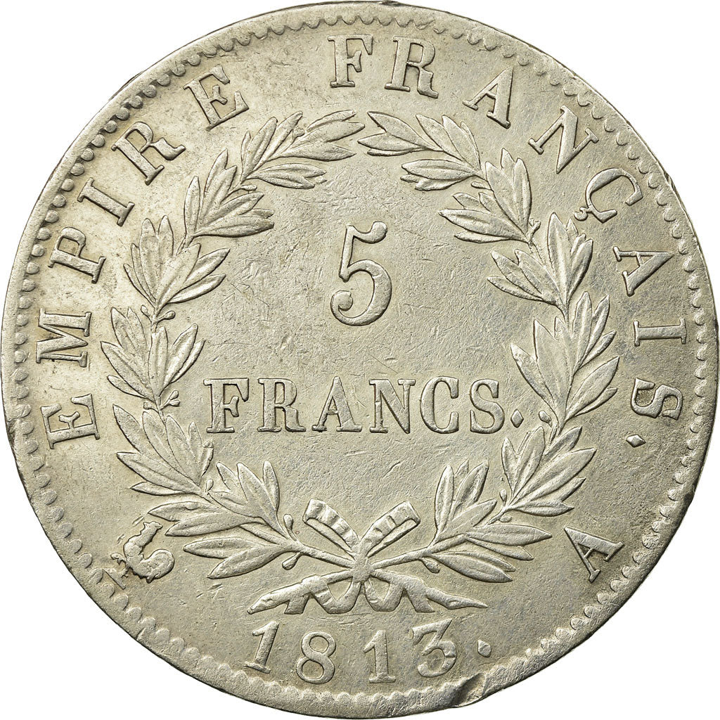 Moneta, Francja, Napoléon I, 5 Francs, 1813, Paris, AU(50-53), Srebro