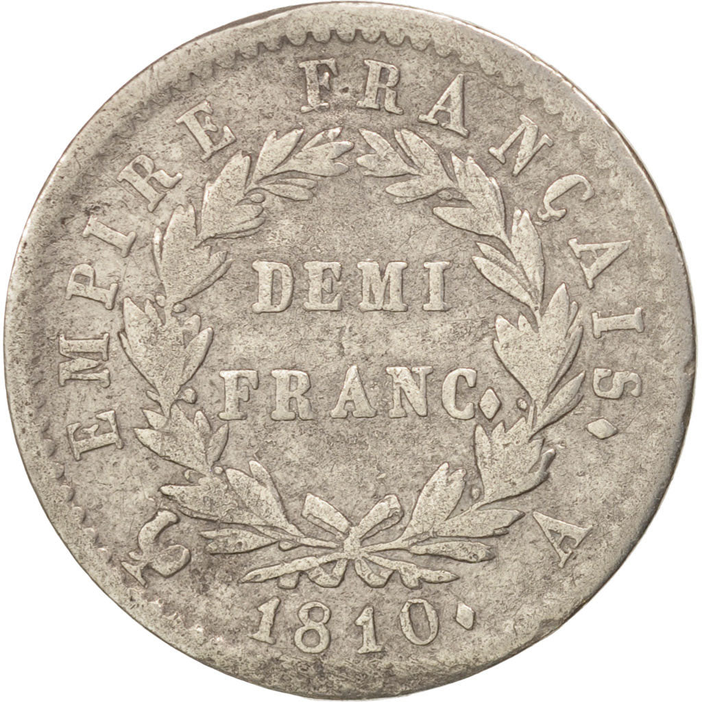 France, Napoléon I, 1/2 Franc, 1810, Paris, TB+, Argent, Gadoury:399