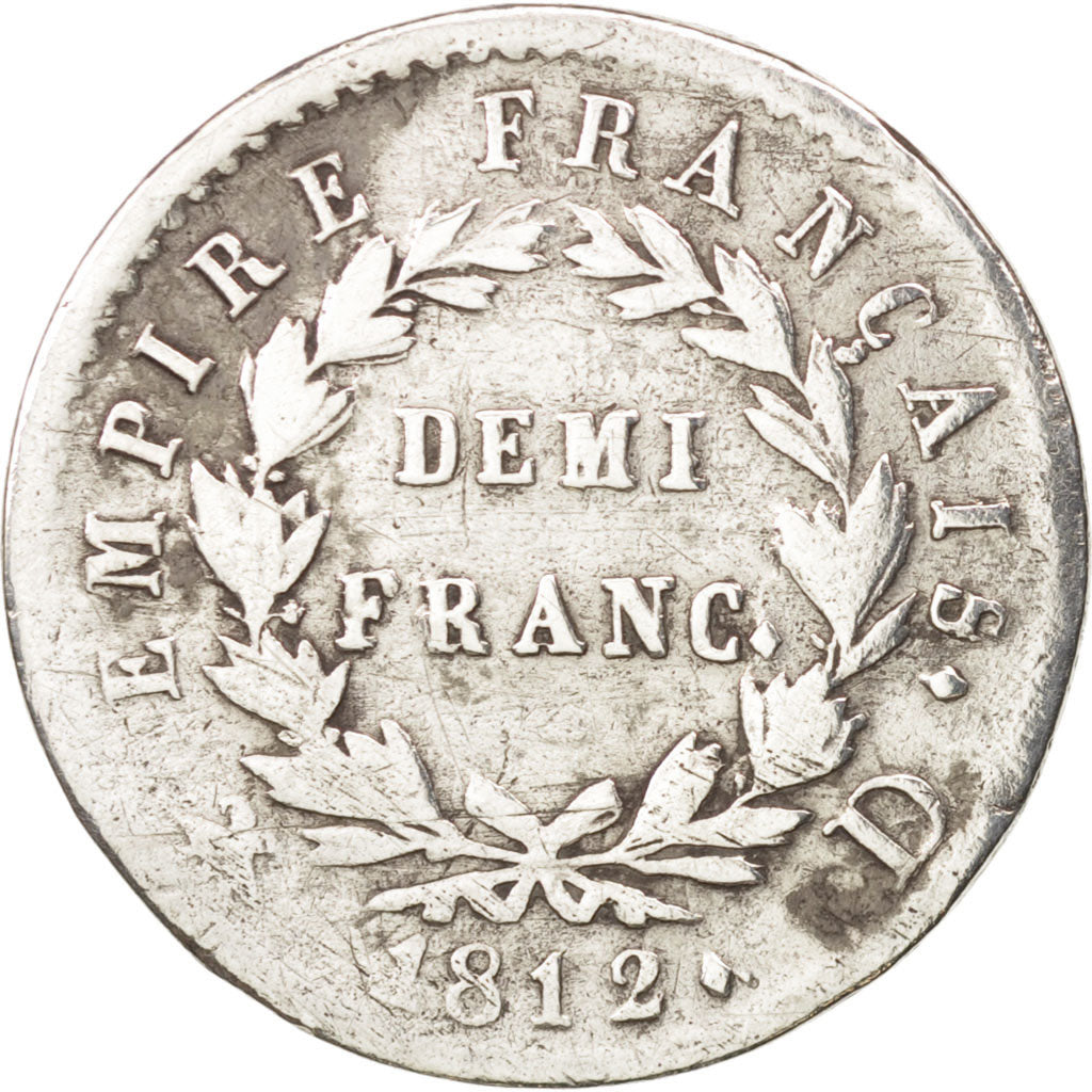 France, Napoléon I, 1/2 Franc, 1812, Lyon, TB, Argent, Gadoury:399