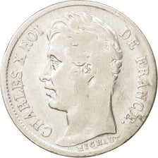 France, Charles X, 1/2 Franc, 1827, Paris, F(12-15), Silver, KM:723.1