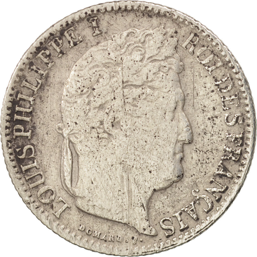 France, Louis-Philippe, 1/2 Franc, 1838, Lille, VF(20-25), Silver, KM:741.13