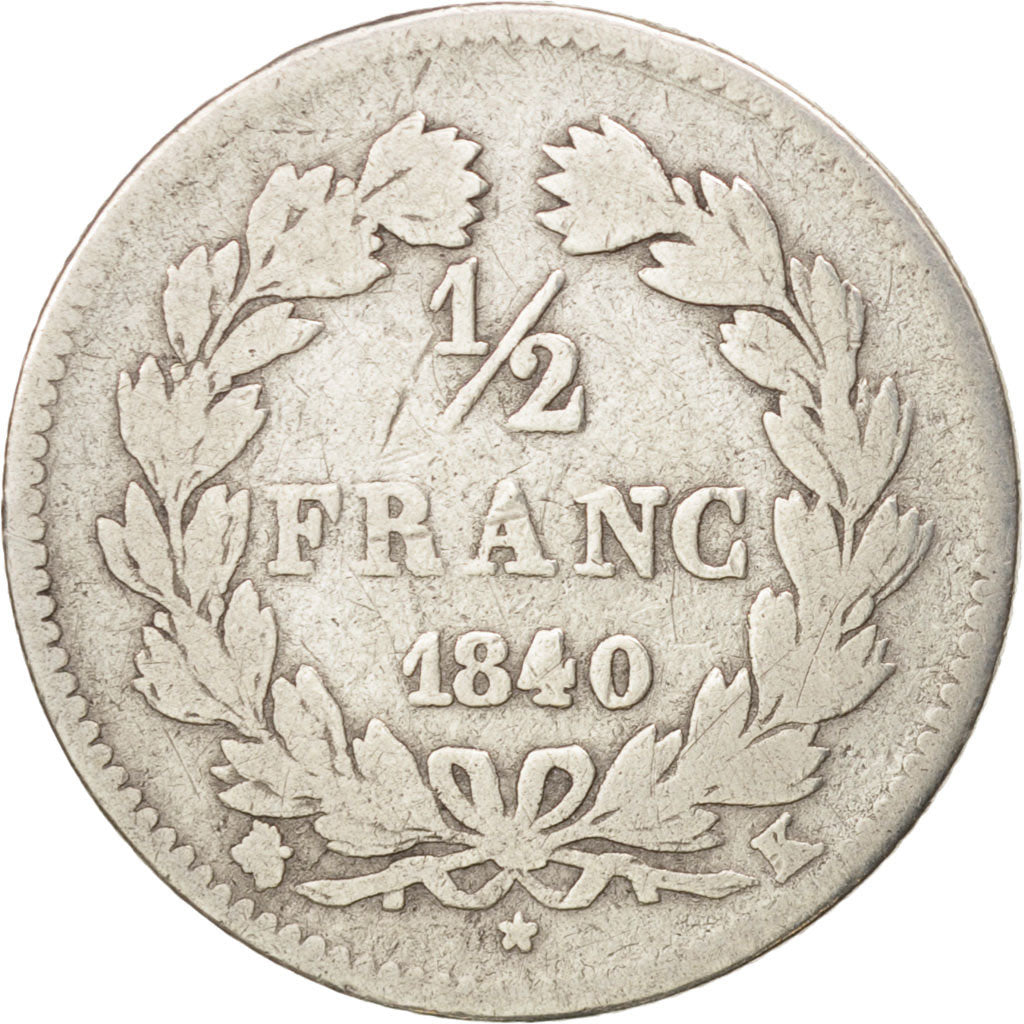 Munten, Frankrijk, Louis-Philippe, 1/2 Franc, 1840, Bordeaux, ZG, Zilver