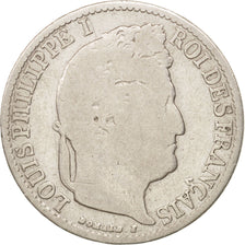France, Louis-Philippe, 1/2 Franc, 1842, Lille, VG(8-10), Silver, KM:741.13