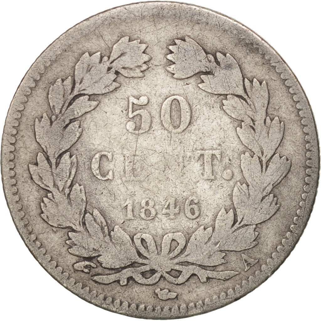 Coin, France, Louis-Philippe, 50 Centimes, 1846, Paris, F(12-15), Silver