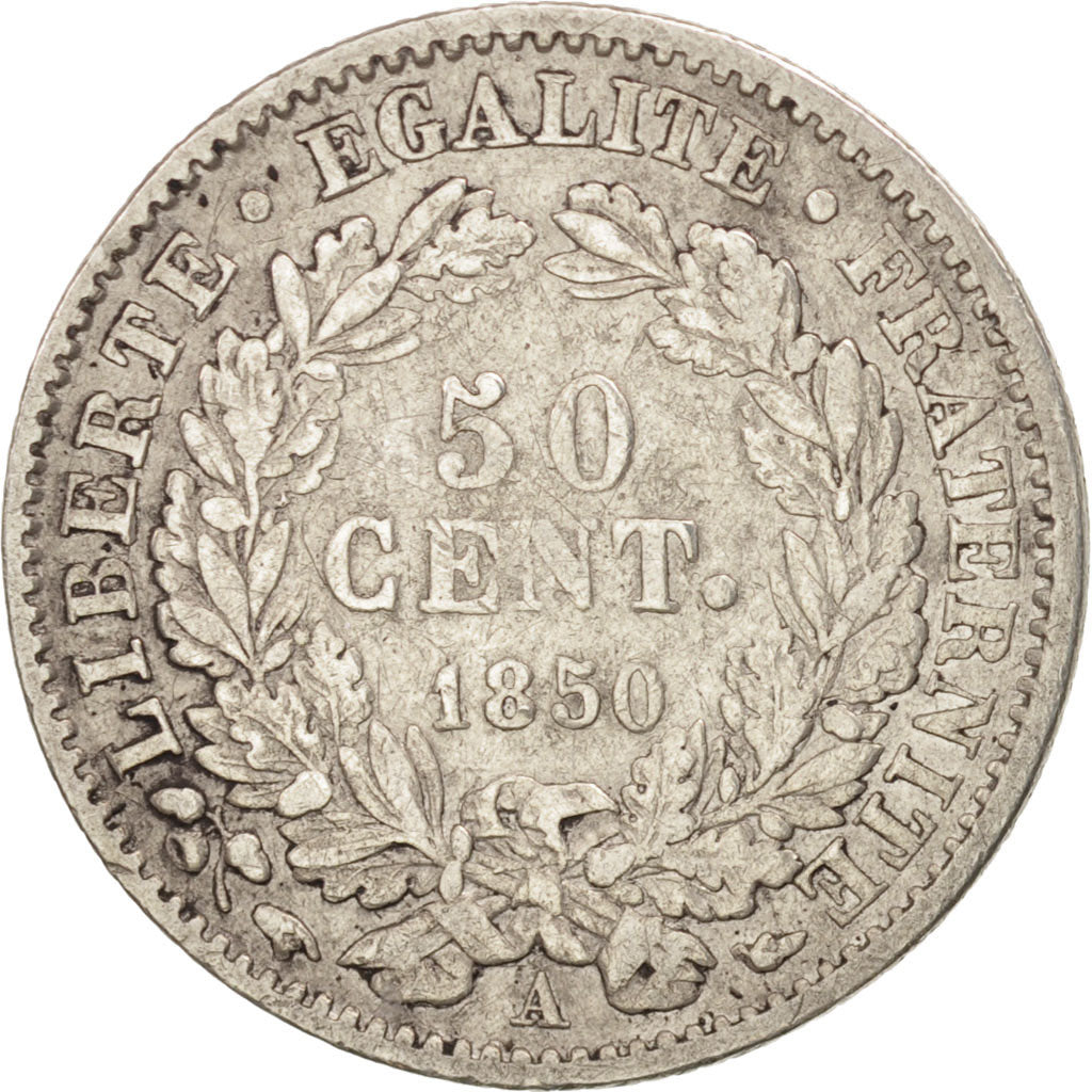 France, Cérès, 50 Centimes, 1850, Paris, EF(40-45), Silver, KM:769.1