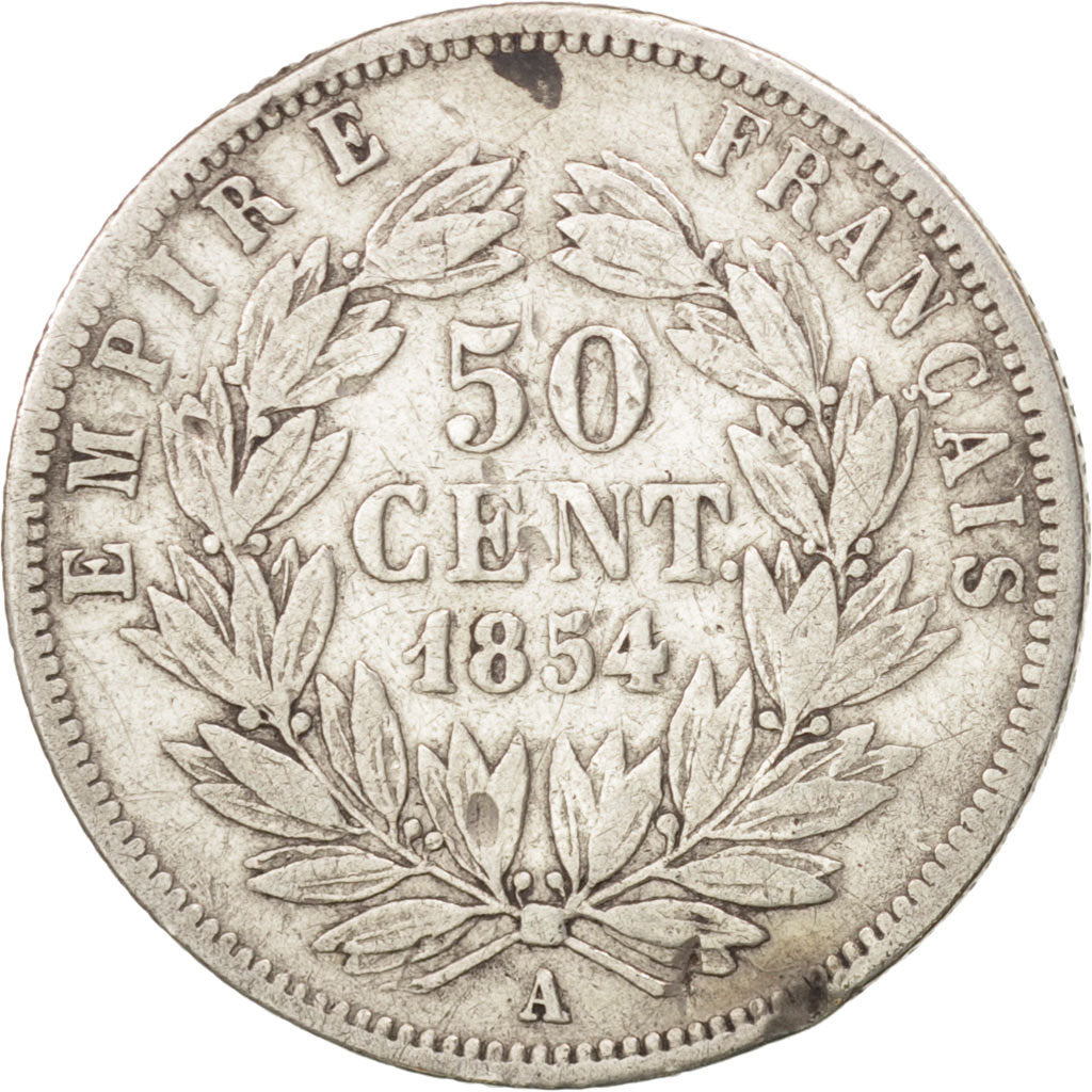 France, Napoléon III, 50 Centimes, 1854, Paris, VF(20-25), Silver, KM:794.1