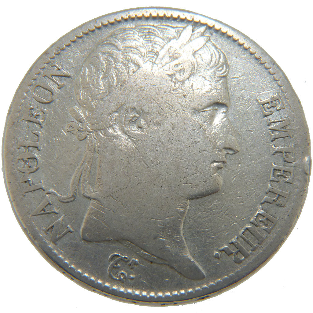 FRANCE, Napoléon I, 5 Francs, 1813, Perpignan, KM #694.12, VF(20-25), Silver, G.