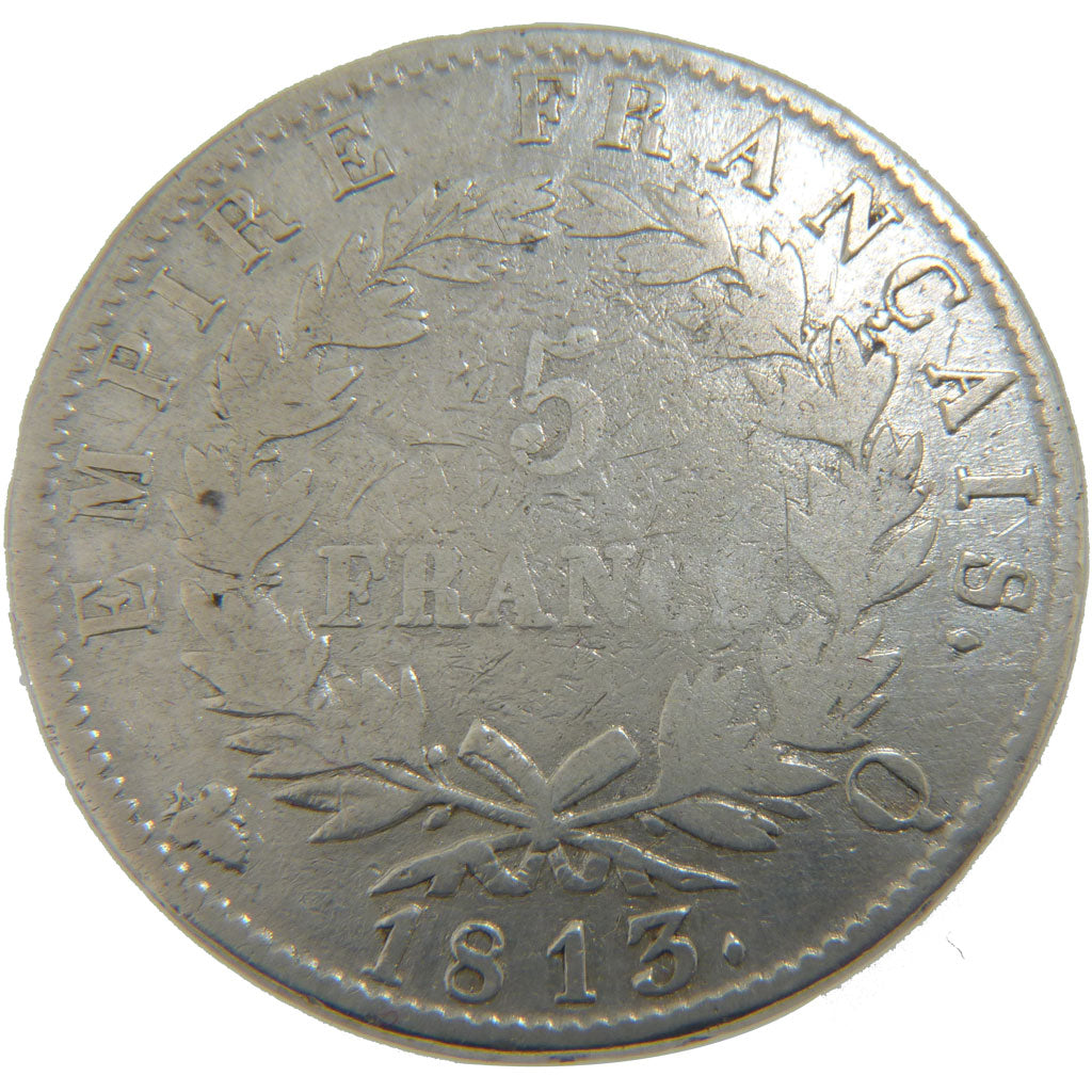 FRANCE, Napoléon I, 5 Francs, 1813, Perpignan, KM #694.12, VF(20-25), Silver, G.