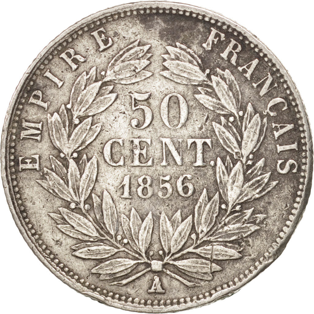 France, Napoleon III, 50 Centimes, 1856, Paris, TB, Argent, Gadoury:414