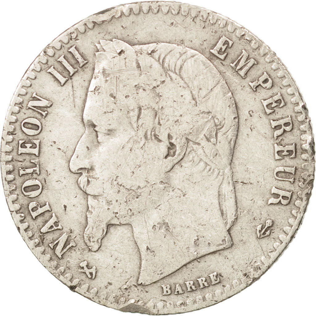 France, Napoleon III, 50 Centimes, 1865, Bordeaux, VF(20-25), Silver, KM:814.3