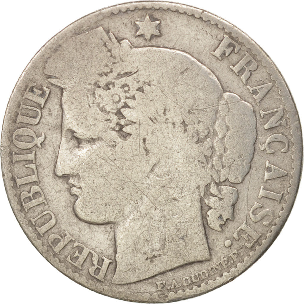 France, Cérès, 50 Centimes, 1887, Paris, VG(8-10), Silver, KM:834.1