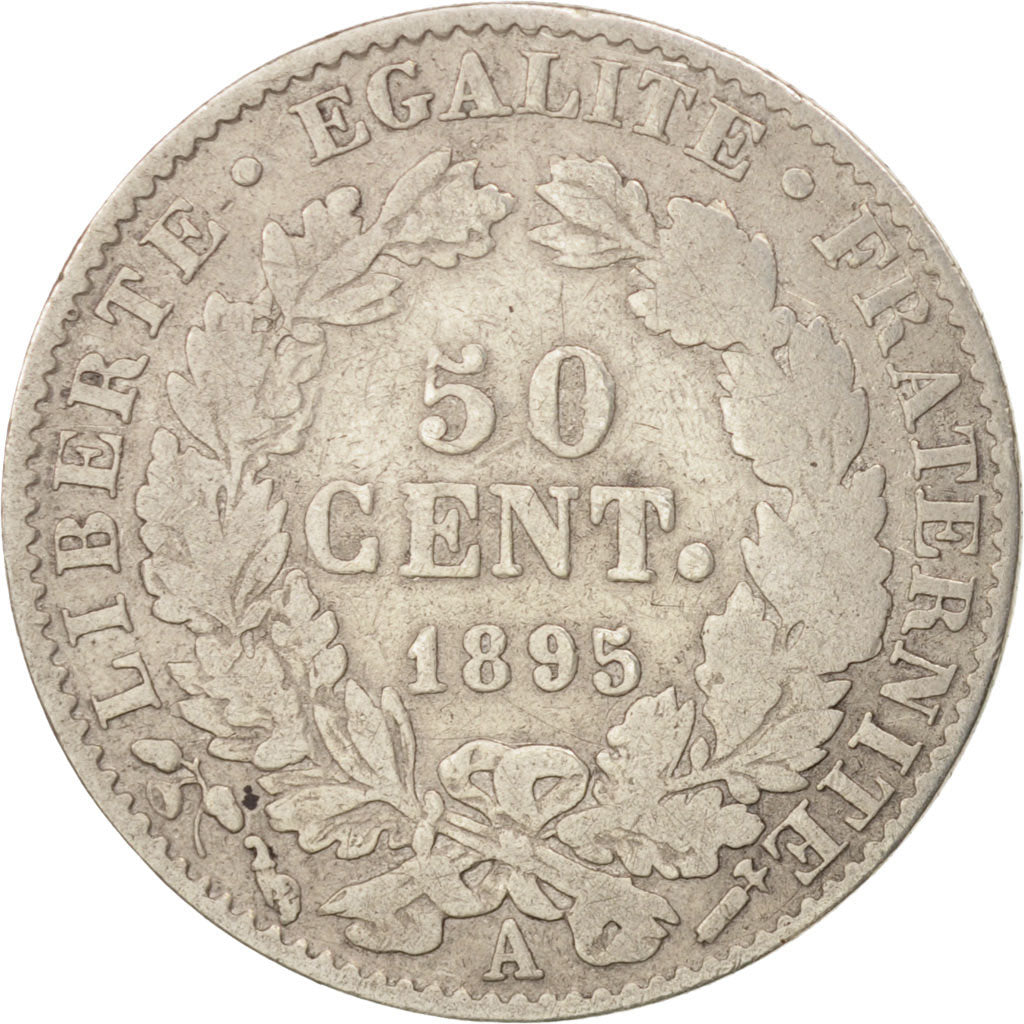 Coin, France, Cérès, 50 Centimes, 1895, Paris, VF(30-35), Silver, KM:834.1