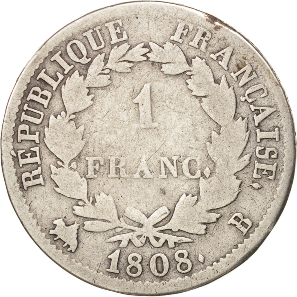 France, Napoléon I, Franc, 1808, Rouen, F(12-15), Silver, KM:682.2, Gadoury:446